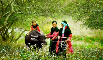 Hidden trail to a Red Dao village